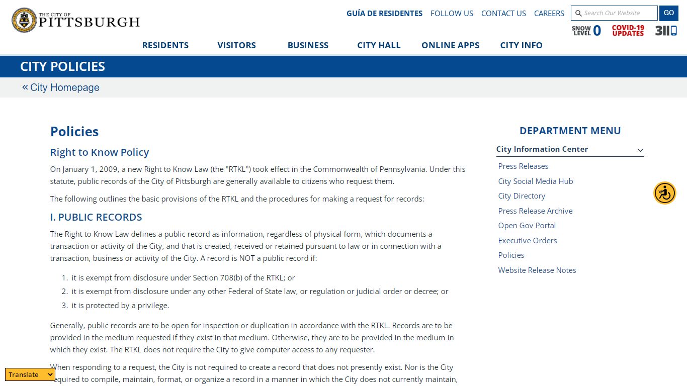 City Policies - Public Records, Making a Request, Fees ... - Pittsburgh